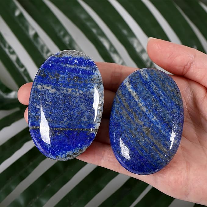 ZHIYUXI 2.4" Lapis Lazuli Crystals Gemstones and Crystals and Stones Blue Lapis Lazuli Stone Blue Crystal Energy Balancing Therapy Polished Stones Palm Stone Mediation Gifts 1PC