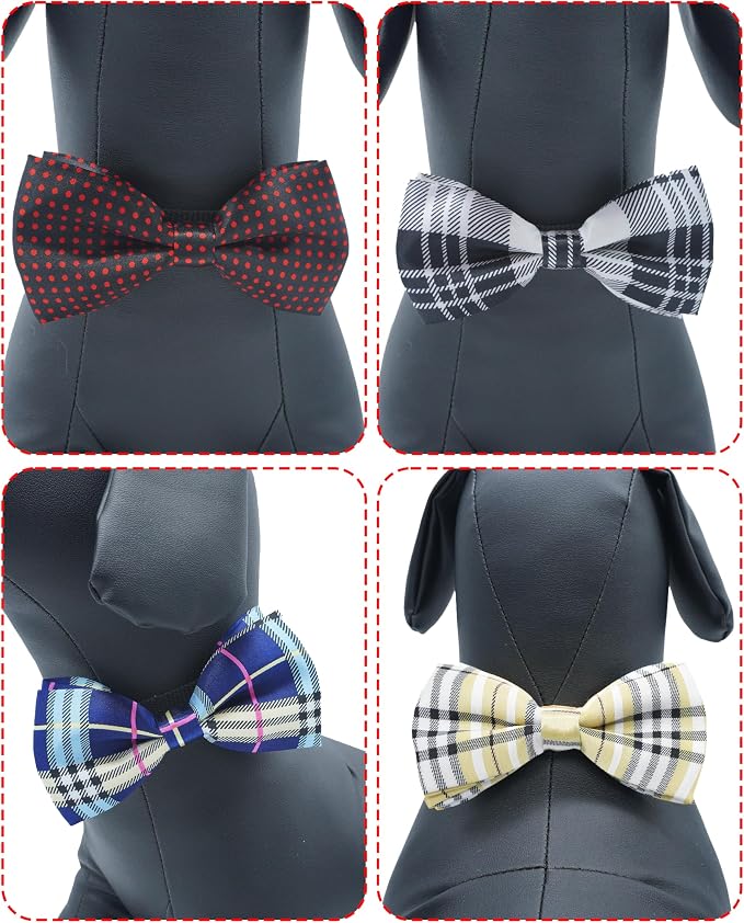 PET SHOW 5 Pack Dog Bowties Plaid for Large Dogs Slide on Collar