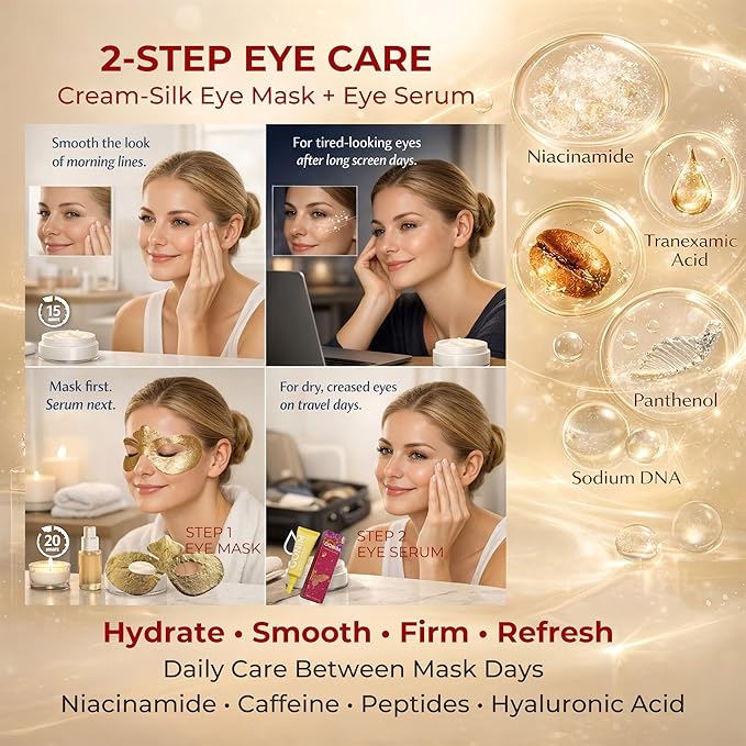 GONIM Eye Patches Collagen Under Eye Patches with Eye Serum, Retinol PDRN Eye Masks for Puffy Eyes and Dark Circles, Anti Aging Cream-Silk Texture Under Eye Mask, Gifts for Women, Hydrating 4 pcs