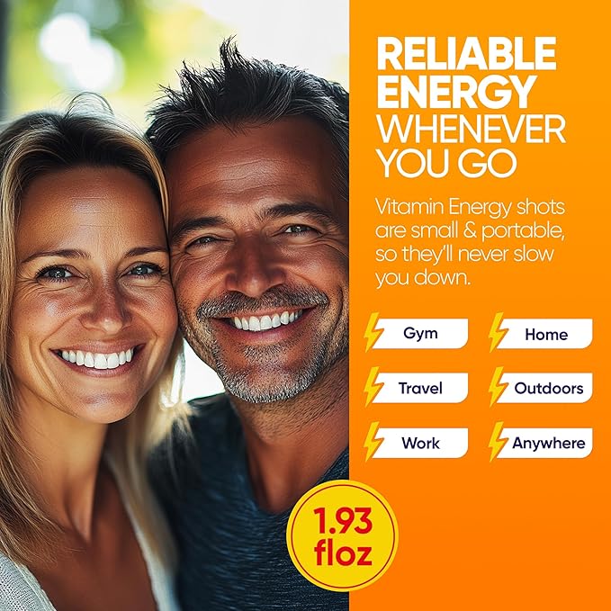 Vitamin Energy Immune+ Extra Strength Energy Shot Orange Burst 8 Pack, 260mg Natural Caffeine, B-Vitamins, Citicoline, Green Tea, Immunity & Focus Support, Zero Sugar, Gluten-Free 1.93 fl oz