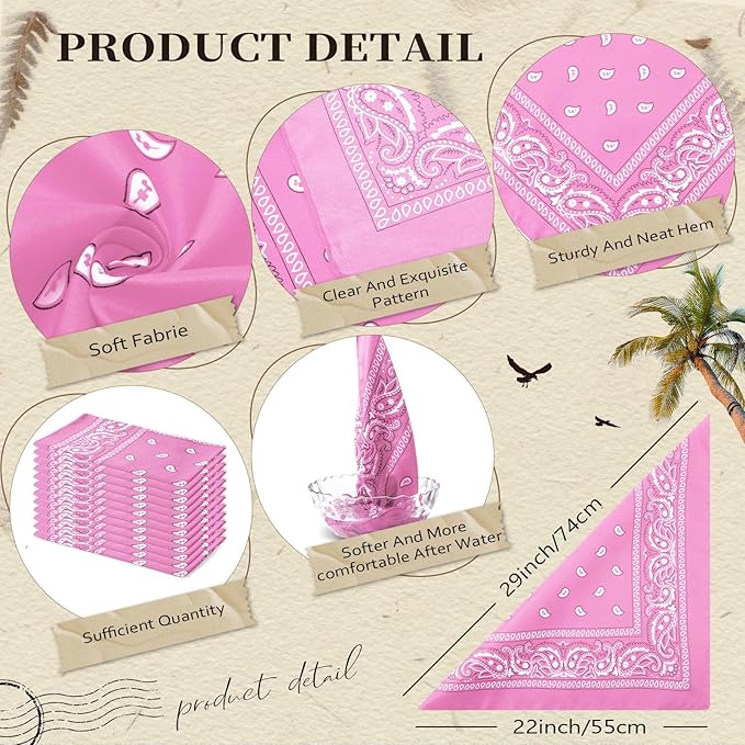 Suhine 12 Pcs Bandanas Bulk 22 x 22 Inch Paisley Headband Cowboy Handkerchief Christmas Thanksgiving Gift for Women Men