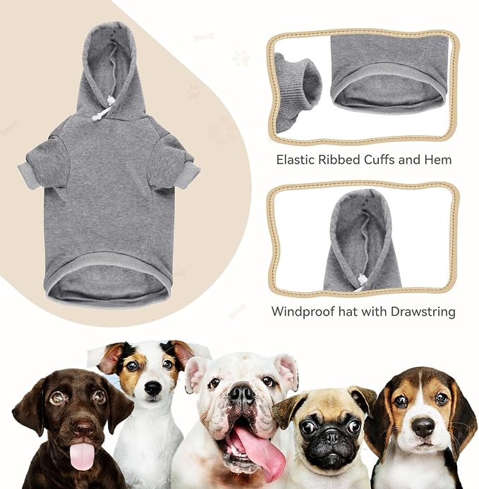 Dog Hoodie Dog Sweaters for Large Dogs Sweater Solid Soft Brushed Fleece Pet Clothes Pet Hoodie Sweatshirt with Pocket(Grey-XXL)