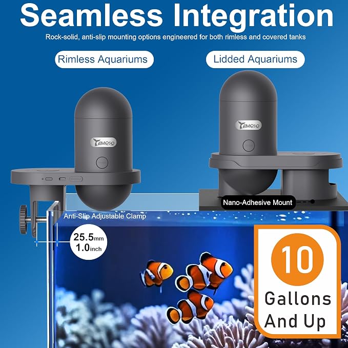 WiFi Automatic Fish Feeder with 2.5K Camera, 2.4/5G Smart App Remote Control, Vacation Feeding Timer, Precision Fish Food Dispenser, 230ML Moisture-Proof Aquatic Pet Feeder for 10+ Gallon Tank