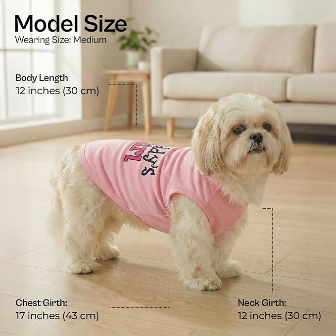 Parisian Pet Dog Shirt – 100% Cotton Shirts for Medium Dogs – Pink Sleeveless Puppy Clothes – Lightweight and Breathable Dog Apparel – Girl Dogs Clothes - Stretchy Daddy’s Girl Pet Shirt