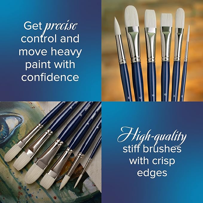 Silver Brush Limited 1903S4 Bristlon Filbert Brush for Acrylic and Oil Paintings, Size 4, Short Handle