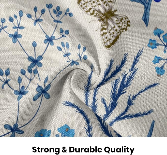 AEIOAE Summer Pillow Covers 18x18 Inch Set of 2,Blue Wild Flower Plant Throw Pillows Case,Seasonal Floral Outdoor Decorative Square Linen Farmhouse Decor Cushion Covers for Home Sofa Bed Couch
