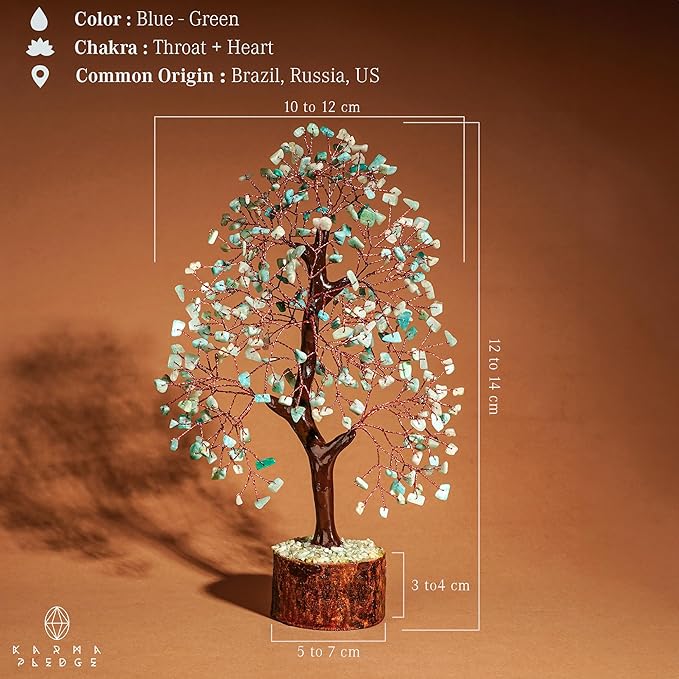Crystal Tree of Life Birthday Gifts for Women, Men, Handmade Home Decor, Office, Room Decoration, Amazonite Reiki Healing Crystal Chakra Tree for Money, Good Luck Gifts for Her, Mom & Dad