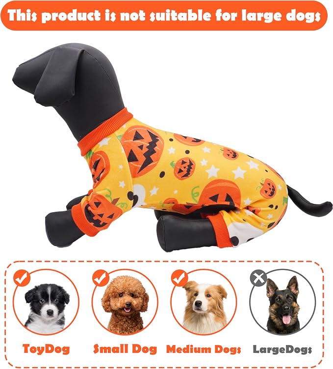 PET SHOW 4 Pack Halloween Fleece Dog Pajamas Warm for Large Dogs | Soft stretchy dogs onesies,boy girl pjs with sleeve,holiday jumpsuit costume for pets,XL