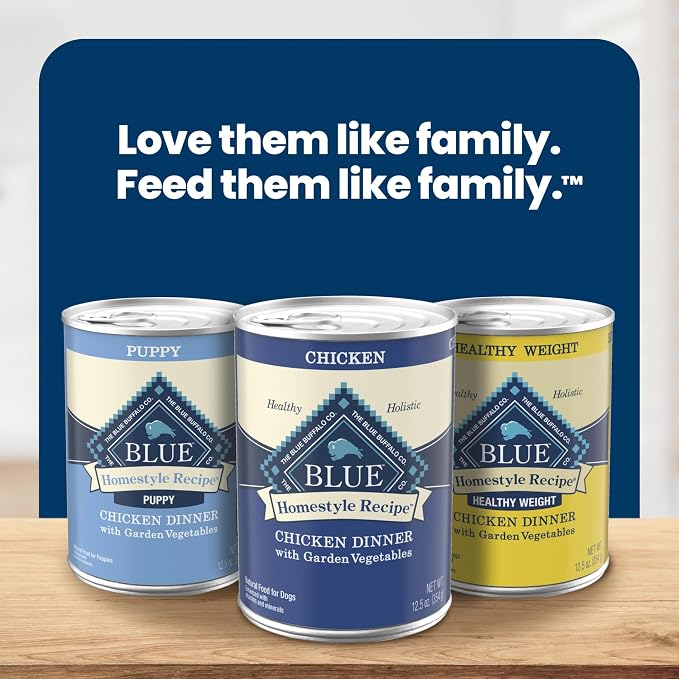 Blue Buffalo Homestyle Recipe Chicken Adult Wet Dog Food, 12.5 oz, 12 ct | Chicken Dinner with Garden Vegetables, No Chicken By-Product, Corn, Wheat, or Soy