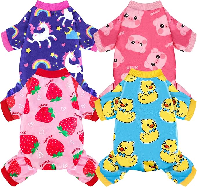 4 Pack Dog Pajamas Soft Lightweight Dog Recovery Suit Onesie Clothes for Small Medium Large Female Pet Boys Girls Dogs Cats