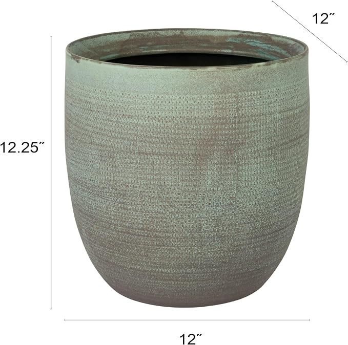 Creative Co-Op Matte Aqua Green Textured Stoneware Planter