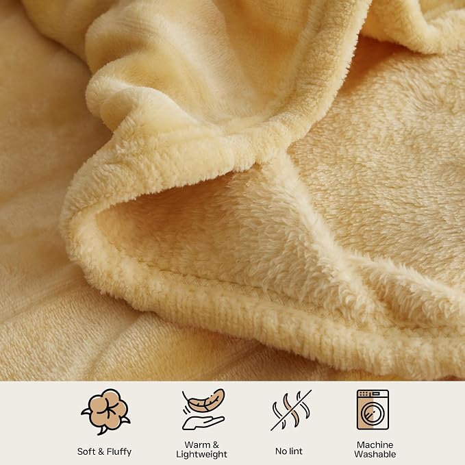 Simple&Opulence Yellow Throw Blanket for Couch-Super Soft Fluffy Blankets for Women 50x70 Inches Cozy Lightweight Fleece Blanket for Home Decor