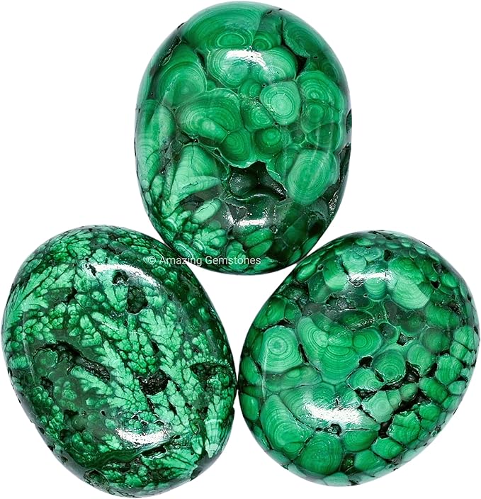Amazing Gemstone Malachite Crystals and Healing Stones - Large Palm Stone Crystals Piedra - Crystal for Good Luck, Balanced Positive Energy, Meditation - Unique Stocking Stuffers, Gifts for Women