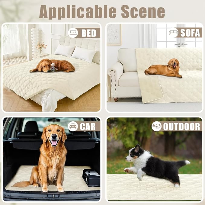 Smiry Waterproof Dog Bed Cover, Reversible Pet Blanket for Sofa Couch | Soft Washable Dog Blanket, Leakproof Couch Cover for Dogs Cats & Furniture Protection, 40x50, Beige/Beige