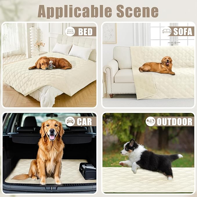 Smiry Waterproof Dog Bed Cover, Reversible Pet Blanket for Sofa Couch | Soft Washable Dog Blanket, Leakproof Couch Cover for Dogs Cats & Furniture Protection, 40x70, Beige/Beige