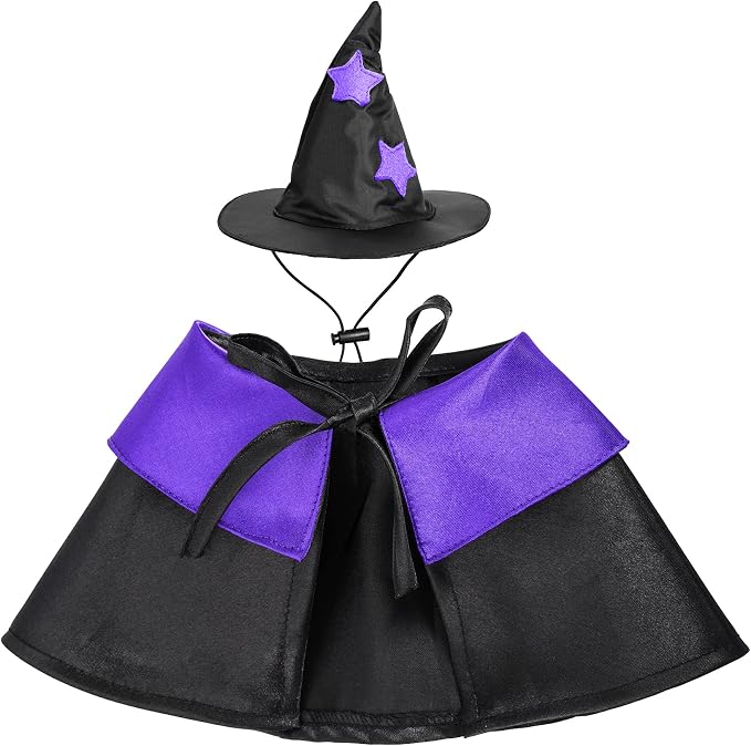 Dxhycc Halloween Pet Costume Cat Wizard Costume Funny Wizard Cat Clothes Cloak and Hat for Small Dogs Outfits