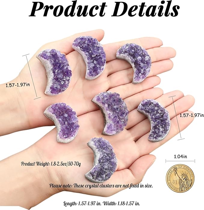 ZHIYUXI Moon Gifts Crystal Cluster Gemstones Amethyst Healing Crystals Moon Gifts for Women Gem Stone Rock Geode Protection Crystals Raw Stone Decor Energy Balance Reiki Home Decor