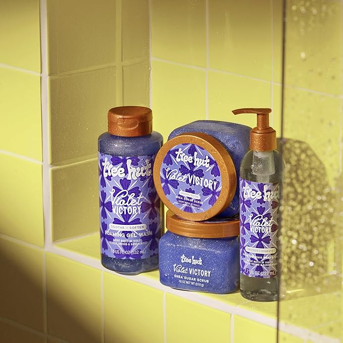 Tree Hut Violet Victory Shea Sugar Scrub, Exfoliating, Hydrating & Moisturizing Body Scrub with Shea Butter & Natural Oils, Smooth & Soften Skin, Polishing Exfoliant for Radiant Skin, 18 oz