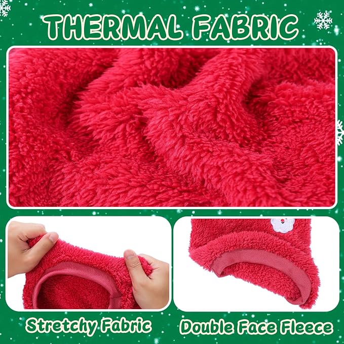 Dog Christmas Sweater for Small Dogs 1-3lbs Warm Fleece Cat Puppy Christmas Sweaters Dog Holiday Clothes for Dogs Like Chihuahua Yorkie Xmas Outfit 2 Pack (Xmas Red, Green, XXS)