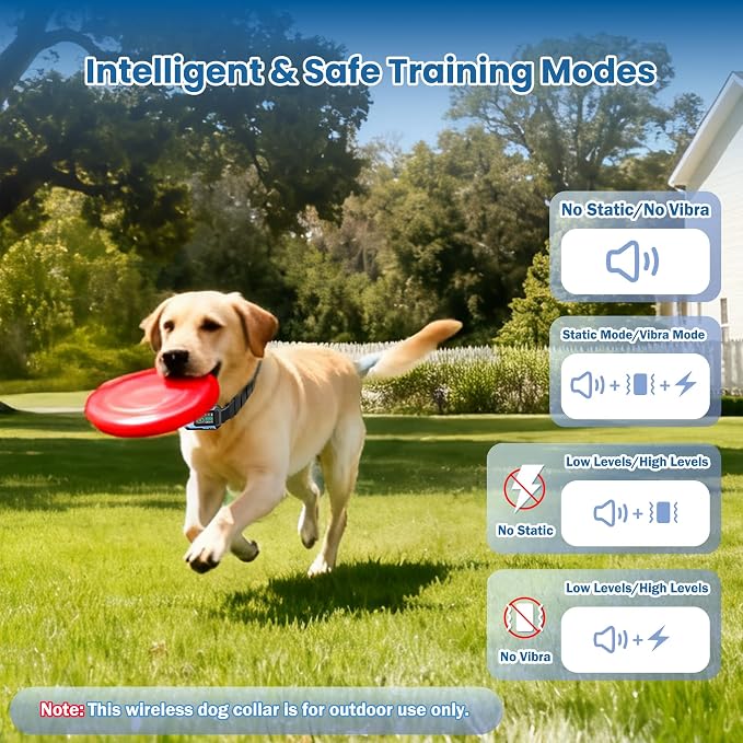 GPS Wireless Dog Fence System - Multifunctional Electric Fence for Large Dogs, Radius Range 100-9999ft, Training Collar with 8 Correction Modes, Perimeter Dog Collar for Large Yard/Outdoor Use Only