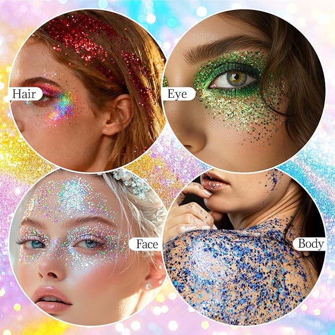 DAGEDA Blue Body Glitter Stick,Sparkly Face Glitter Makeup,Holographic Hair Glitters Mermaid Makeup Rave Outfits for Women, Shimmer Face Paint Stick Singer Concert Accessories