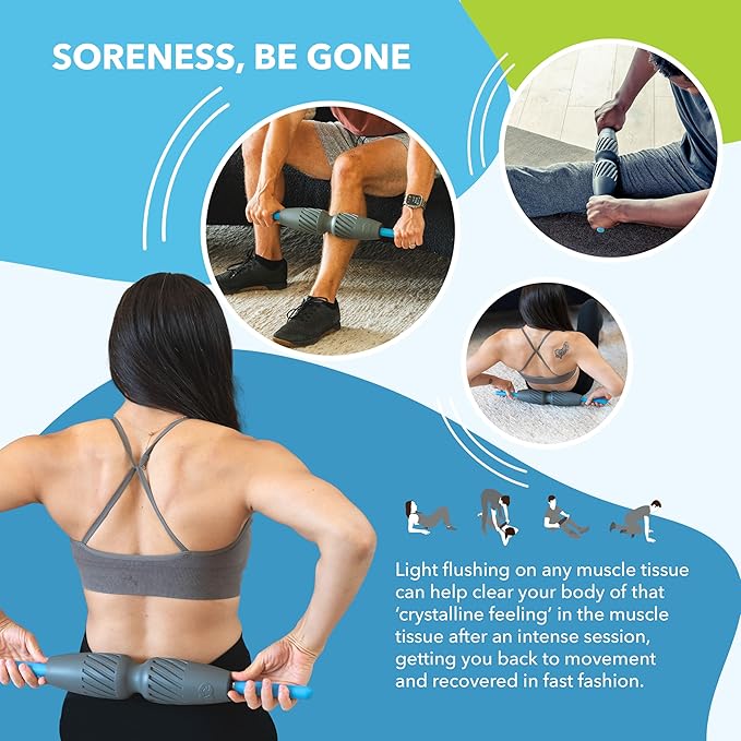 RAD 2-in-1 Muscle Flushing Kit – Includes Exercise Foam Roller & 21in Massage Roller Stick – Deep Tissue Myofascial Release, Muscle Recovery Tools for Mobility & Performance
