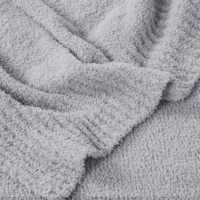 Grey Blanket Warm Queen Size Fuzzy Knitted Oversized Luxury Bed Blankets,Soft for Bed, Lightweight Plush for Cozy Nights (Grey, 90x90)
