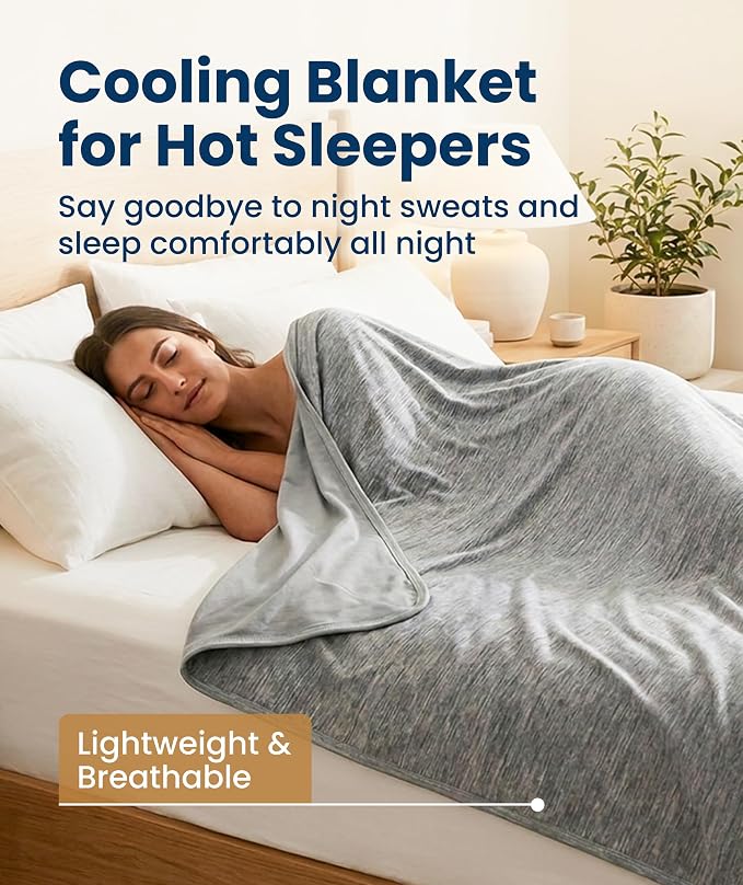 Everlasting Comfort Cooling Blanket for Hot Sleepers - Soft, Lightweight & Breathable Throw Blanket with Easy to Clean Material - Luxury Throws for Hot Flashes & Night Sweats (60"x80")