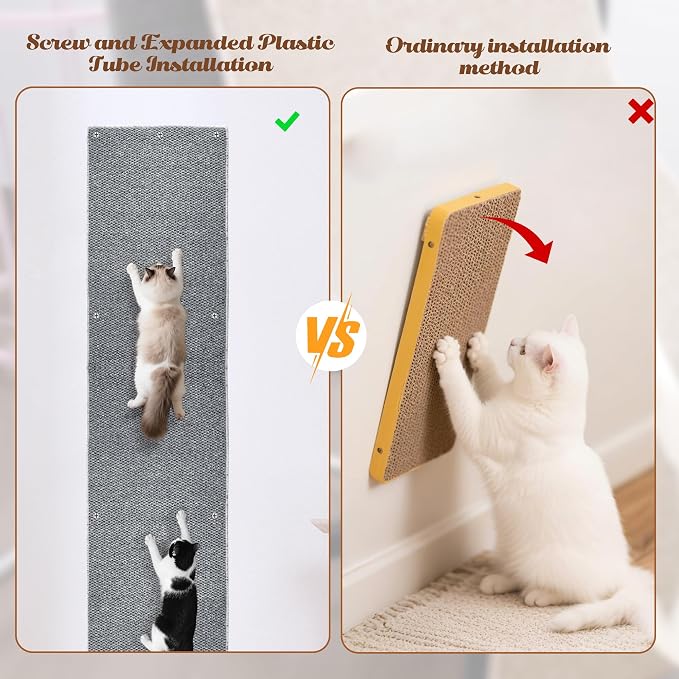 80"x15.7" Cat Wall Scratching Mat, Extra Large Cat Climbing Carpet with 20 Fixed Nails Wall Scratcher Furniture Protector for Couch, Sofa, Home (Grey)