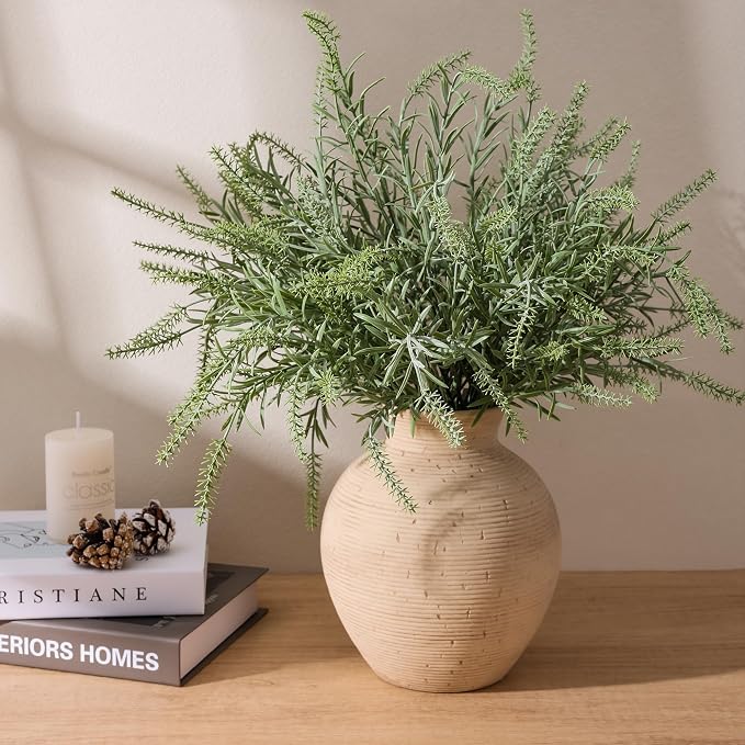 Ceramic Flower Vase Home Decor, 7.4 in Farmhouse Table Vases Retro Vintage Living Room Kitchen Bedroom Decoration Pottery Decorative Vases for Flowers House Shelf Office Desk Dining Entryway, Rustic