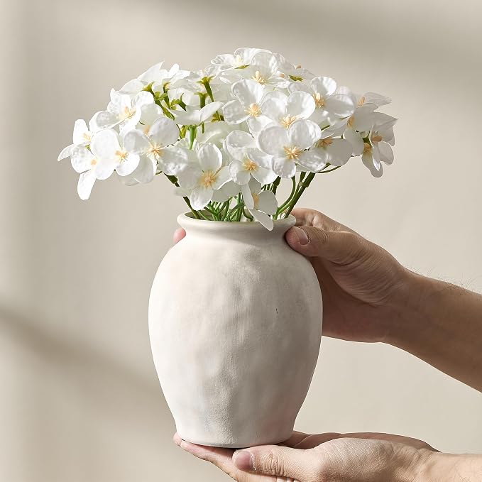 5.94" Ceramic Vase for Home Decor, Decorative Terracotta Farmhouse Rustic Vases for Living Room Kitchen Bedroom Bathroom Entryway Mantel Table, Pottery Vases for Pampas Grass Fresh Dried Flowers