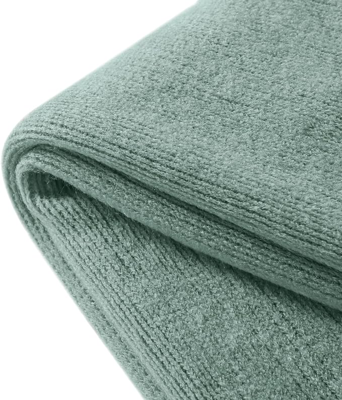 Homiest Sage Green Knitted Throw Blanket with Fringe, 50x60 Inch | Pure Acrylic, Lightweight & Breathable, All-Season Use, Machine Washable, Wrinkle & Fade Resistant, for Couch Sofa And Bed