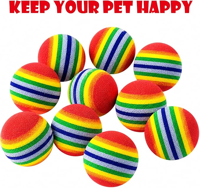 PET SHOW 100 Pack Cat Toy Balls Interactive for Indoor Cats Best Kitten Favorite Gift Soft Foam Ball Chase Quiet Playing Cats Stuff Supplies