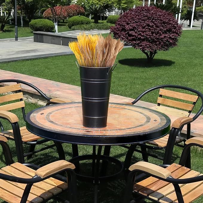 Notakia 12 Inch Large Galvanized Metal Vases Farmhouse French Flower Bucket Vases for Cut Flowers for Home Decor and Wedding Table Centerpiece Decorations (Large Blcak 4Pcs)