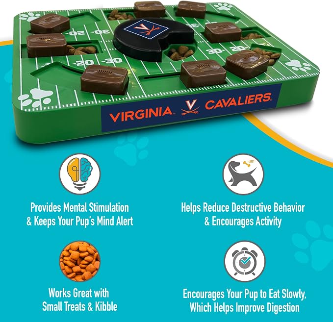 Pets First NCAA Virginia Cavaliers Puzzle Toy, Puzzle Treat Dog Toy, Interactive Dog Treat Toy, Dog Puzzle Feeding Slow Toy