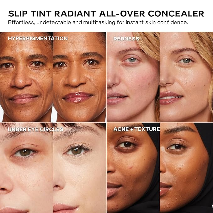 Saie Slip Tint Radiant Cream Concealer & All-Over Face Makeup - Concealer for Dark Circles, Redness & Blemishes - Lightweight Makeup Made with Hydrating Hyaluronic Acid - Shade 15 (0.17 oz)