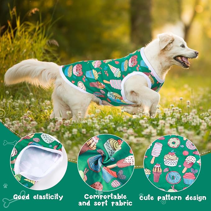 10 Pack Dog Shirts Cute Summer Cartoon Puppy Clothes, Soft Breathable Pet T-Shirts, Printed Sleeveless Washable for Small Medium Dogs Cats(X-Large)