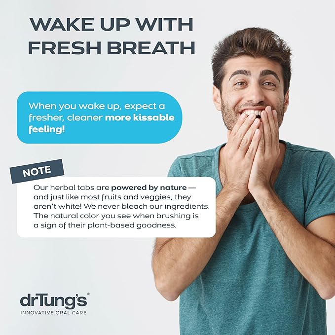 drTung's Herbal Toothpaste Tablets - Toothpaste Tabs for Dry Mouth Relief, Natural Tooth Powder Tablets for Fresh Breath, Fluoride Free, Travel Size, Vegan, Non-GMO - Mint-Free (100 Tabs)