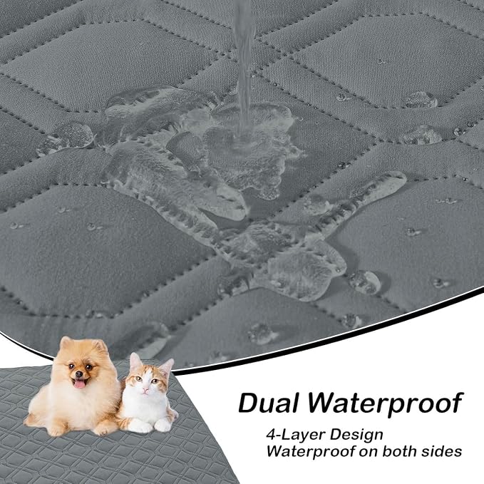 Waterproof Dog Bed Blanket - Soft Pet Blanket & Sofa Cover for Dogs | Reversible Washable Furniture Protector, Couch Covers for Pets (30x70 Inch, Dark Grey/Dark Grey)