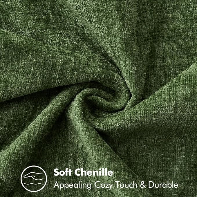 MIULEE Decorative Couch Throw Pillow Covers 16x16 Inch Forest Green 2 Pack | Farmhouse Pillow Covers with Stitched Edge, Soft Chenille Cushion Cases, for Sofa Bed Living Room Home Decor, Moss Green