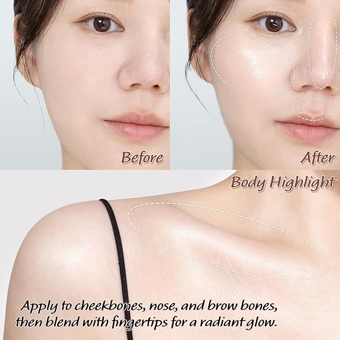 TOUCH IN SOL In My Heart Stick Highlighter (#Moonlight Beam) - Cream Highlighter Stick for Korean Makeup, Multi-Use for Lips, Cheeks & Body, Blendable for Dewy Glow, K-Beauty (0.21 oz)