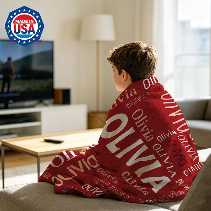 Custom Blanket with Name, Personalized Name Blankets for Teen Girls Boys Kids Baby, Customized Flannel Throw Blanket Gifts for Christmas Birthday - Printed in USA