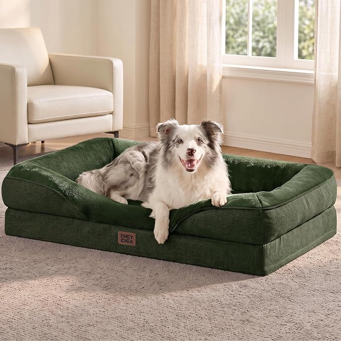 EHEYCIGA Orthopedic XL Dog Bed for Large Dog, Memory Foam Dog Couch | 42x30 Inch Extra Large Sized Dog Sofa with Sides, Waterproof Liner & Washable Removable Cover, Bolster Pet Couch