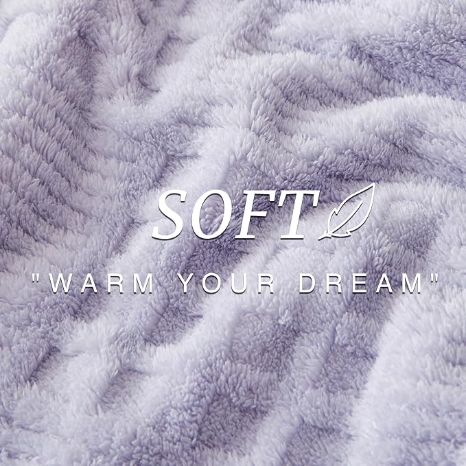 EXQ Home Fleece Throw Blanket for Couch or Bed - 3D Waffle Patchwork Pattern Jacquard Decorative Blankets - Cozy Soft Lightweight Fuzzy Flannel Blanket Suitable for All Seasons(50"×60",Light Purple)