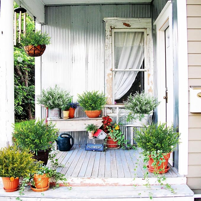 RECUTMS Spring Decoration, Artificial Greenery,Outdoor Artificial Flowers | 20Pcs,Green Fake Outdoor Plants,Faux Greenery for Indoor Outside Hanging Plants Garden Porch Window Box Home Farmhouse Décor