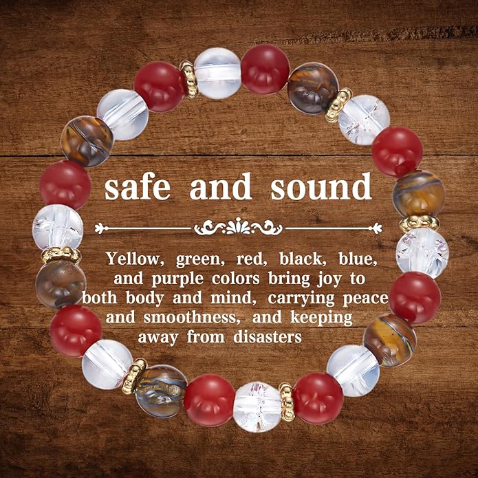 Healing Crystal Bracelet for Women Men Inspirational Bracelet Natural Stone Stretch Bracelet Spiritual Crystal Beads Bracelet Anxiety Relief Jewelry Gifts
