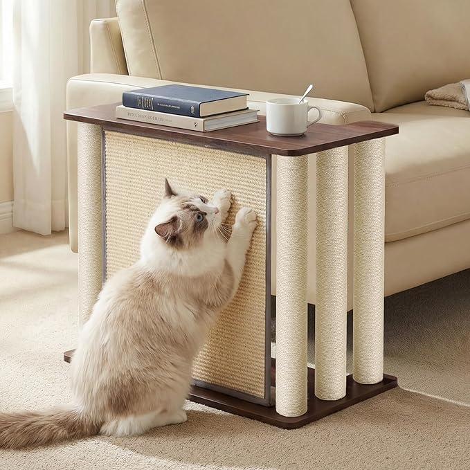 Veehoo Cat Scratcher Side Table for Couch, Sofa Protector End Table | Couch corner protector, sisal scratching posts, sisal scratch pad, heavy-duty base, easy to assemble