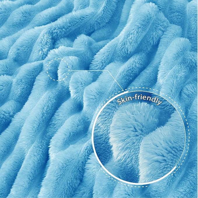 Exclusivo Mezcla Striped Twin Size Fleece Blanket for Bed, Couch, 60"x80" | Soft Breathable Cozy Bed Blankets, Lightweight Plush Fluffy Fuzzy Jacquard Decorative Blankets