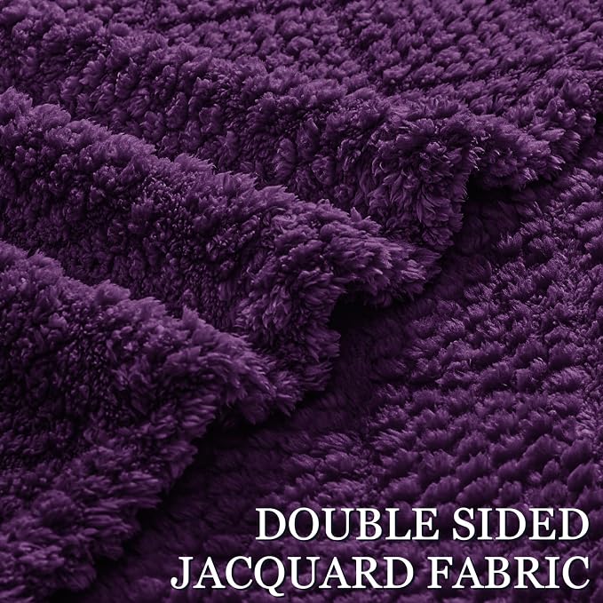 Whale Flotilla Soft Fleece King Size Blanket for Bed, Purple | Jacquard Waffle Blankets for Home Decor, Lightweight and Cozy, All Season Suitable, 90x104 Inch