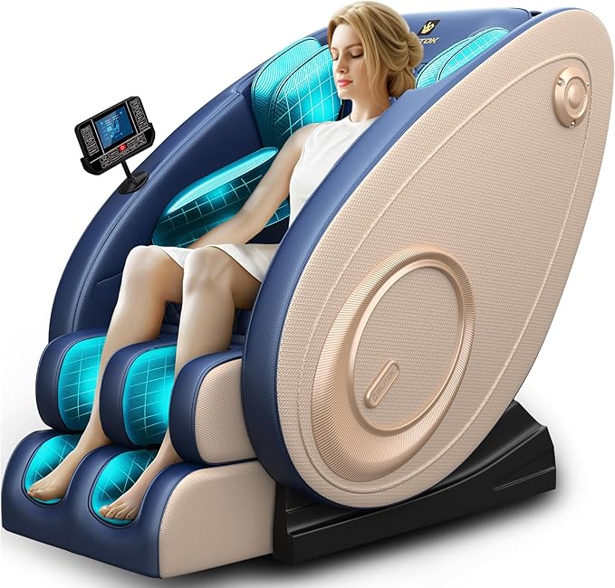 BILITOK Massage Chair Blue-Tooth Connection and Speaker, Recliner with Zero Gravity with Full Body Air Pressure, Easy to Use at Home and in The Office